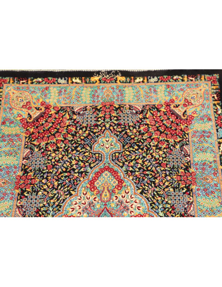 Tappeto Ghom Seta Persia 61x91 Nero Rosso