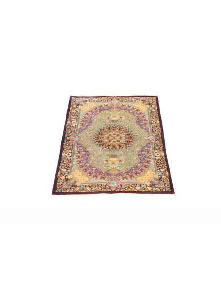Rug Ghom Silk Persia 60x84 Mint Green Aubergine