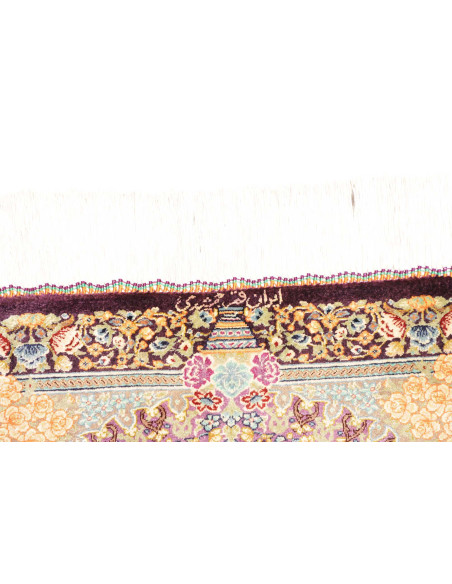 Rug Ghom Silk Persia 60x84 Mint Green Aubergine