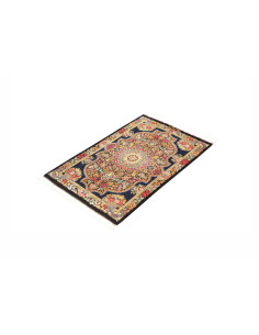 Tappeto Ghom Seta Persia 58x89 Blu Notte Oro 2