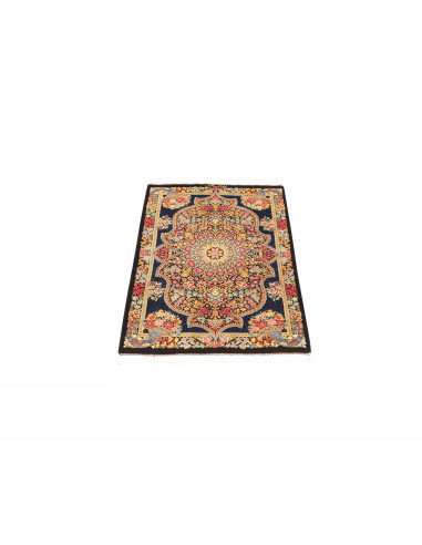 Tappeto Ghom Seta Persia 58x89 Blu Notte Oro