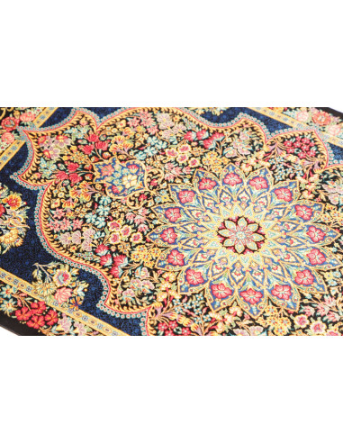 Tappeto Ghom Seta Persia 58x89 Blu Notte Oro
