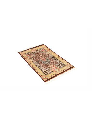 Tappeto Ghom Seta Persia 60x92 Marrone Borgogna