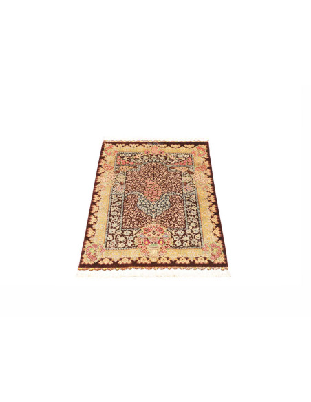 Tappeto Ghom Seta Persia 60x92 Marrone Borgogna
