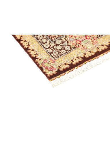 Tappeto Ghom Seta Persia 60x92 Marrone Borgogna