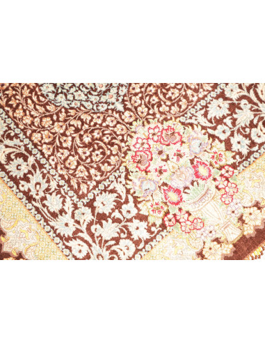 Tappeto Ghom Seta Persia 60x92 Marrone Borgogna