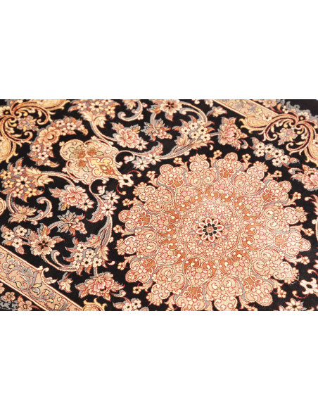 Tappeto Ghom Seta Persia 62x90 Nero Crema