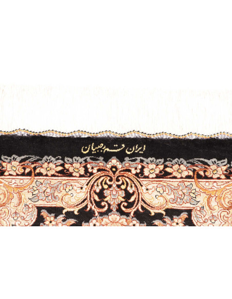 Rug Ghom Silk Persia 62x90 Black Cream