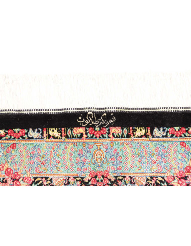 Tappeto Ghom Seta Persia 63x93 Nero Turchese