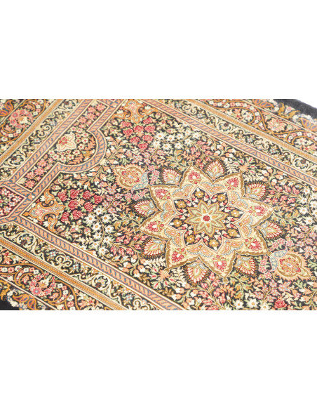 Tappeto Ghom Seta Persia 62x90 Nero Rosa