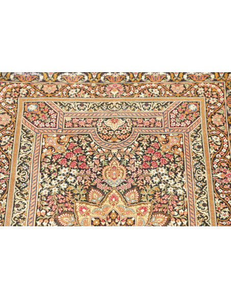 Tappeto Ghom Seta Persia 62x90 Nero Rosa