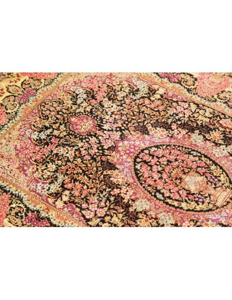 Rug Ghom Silk Persia 79x120 Black Pink