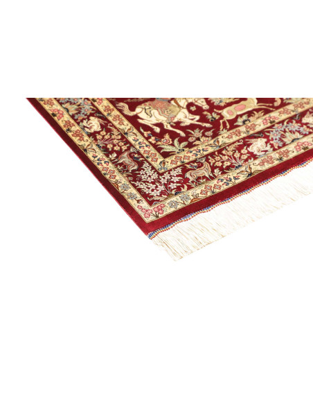 Rug Ghom Silk Persia 80x124 Crimson Red Cream A