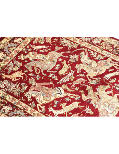 Rug Ghom Silk Persia 80x124 Crimson Red Cream A