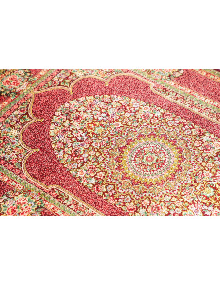 Rug Ghom Silk Persia 81x118 Ruby Red Burgundy