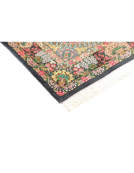 Rug Ghom Silk Persia 78x117 Turquoise Burgundy