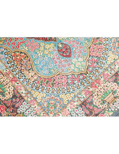 Tappeto Ghom Seta Persia 78x117 Turchese Borgog