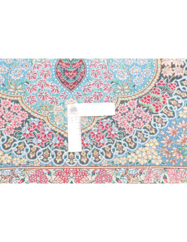 Rug Ghom Silk Persia 78x117 Turquoise Burgundy