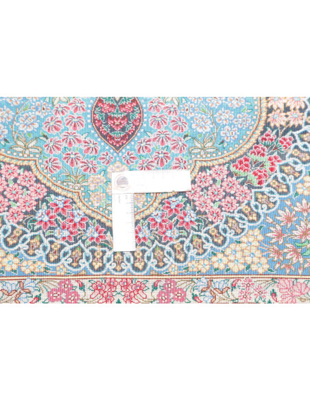 Rug Ghom Silk Persia 78x117 Turquoise Burgundy