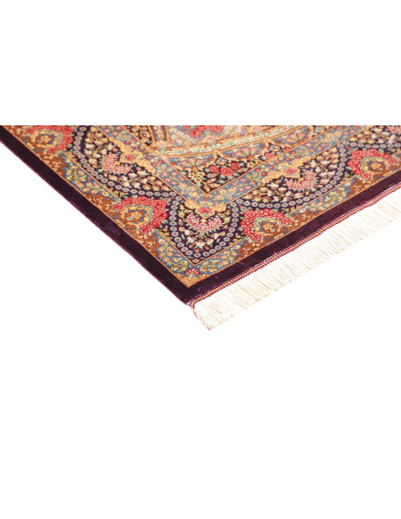 Tappeto Ghom Seta Persia 81x123 Melanzana Profo