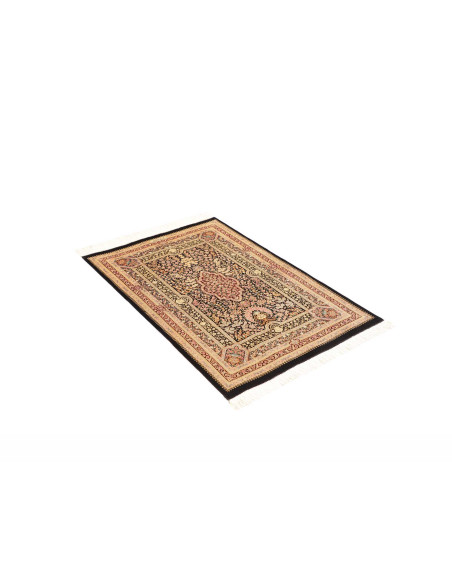 Rug Ghom Silk Persia 79x118 Black Cream
