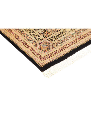 Rug Ghom Silk Persia 79x118 Black Cream