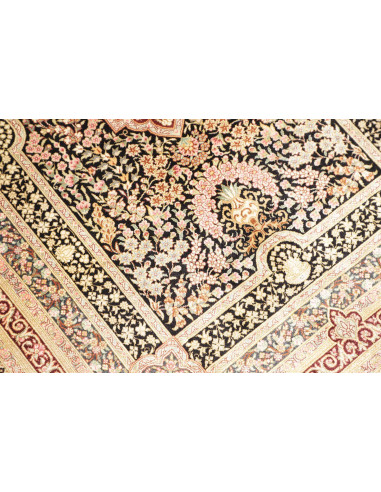 Rug Ghom Silk Persia 79x118 Black Cream