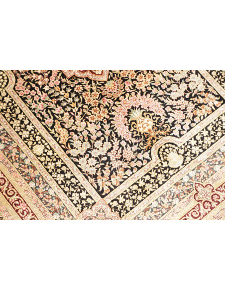 Rug Ghom Silk Persia 79x118 Black Cream