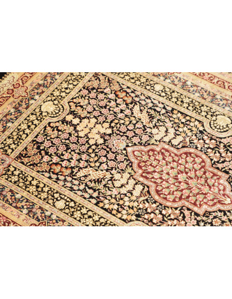 Rug Ghom Silk Persia 79x118 Black Cream