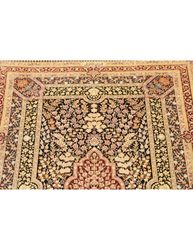 Rug Ghom Silk Persia 79x118 Black Cream
