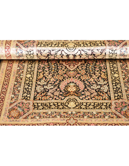 Rug Ghom Silk Persia 79x118 Black Cream