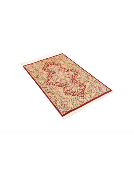Rug Ghom Silk Persia 74x118 Burgundy Red Cream