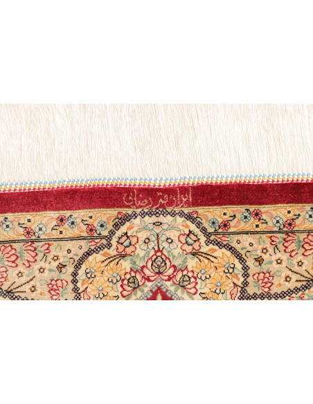 Rug Ghom Silk Persia 74x118 Burgundy Red Cream