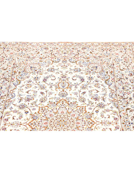 Rug Ghom Silk Persia 99x150 Ivory Blue