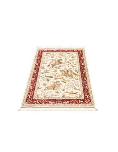 Ghom Seta Persia Floreale Avorio Rosso...
