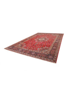 Tappeto Ardakan persiano con medaglione centrale e campo rosso. Design floreale, lana cardata a mano. Eleganza e tradizione per  2