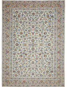 Hand Made Rug Kashan Persia 308x416 Cream Blue