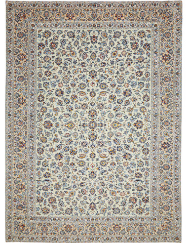 Hand Made Rug Kashan Persia 308x416 Cream Blue