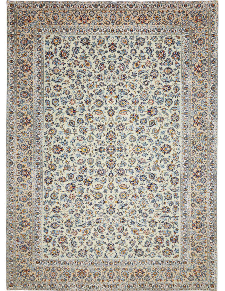 Hand Made Rug Kashan Persia 308x416 Cream Blue