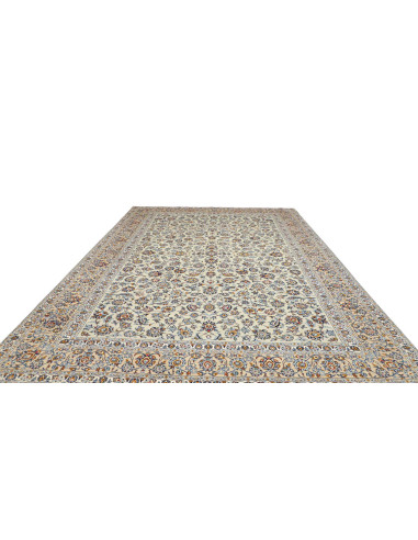 Hand Made Rug Kashan Persia 308x416 Cream Blue