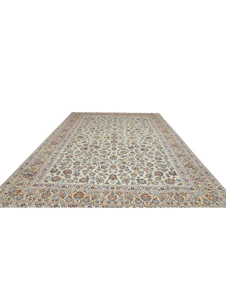 Hand Made Rug Kashan Persia 308x416 Cream Blue