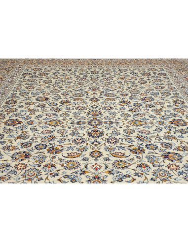Hand Made Rug Kashan Persia 308x416 Cream Blue