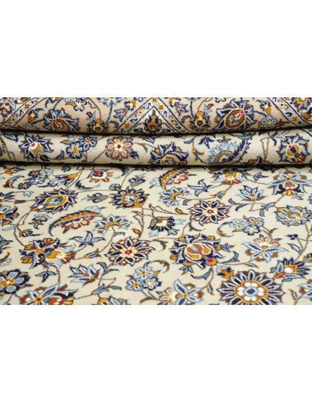 Hand Made Rug Kashan Persia 308x416 Cream Blue