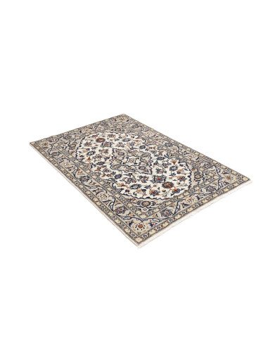 Hand Made Rug Kashan Persia 100x150 Cream Blue