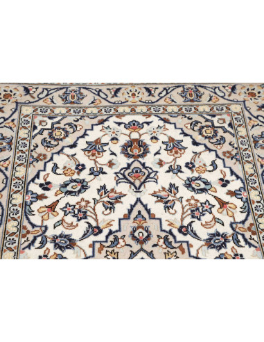 Hand Made Rug Kashan Persia 100x150 Cream Blue