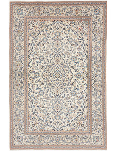 Hand Made Rug Kashan Persia 200x304 Cream Blue