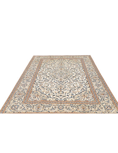 Hand Made Rug Kashan Persia 200x304 Cream Blue