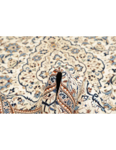 Hand Made Rug Kashan Persia 200x304 Cream Blue