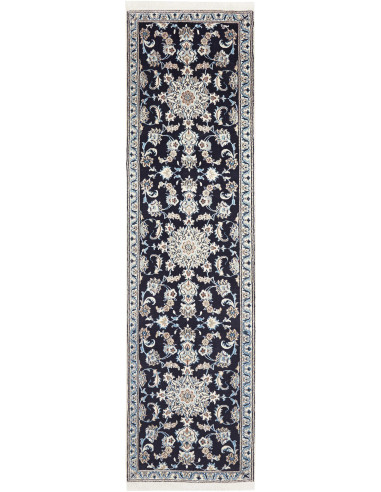 Hand Made Rug Nain Kashmar Persia 78x300 Navy B