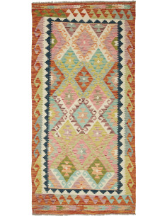Kilim 98x204 Cm Kilim, Afghanistan, Hand-carded Wool cotton